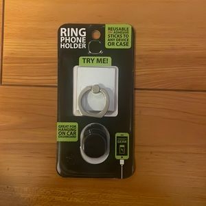 NWT White & Silver Square RING phone holder